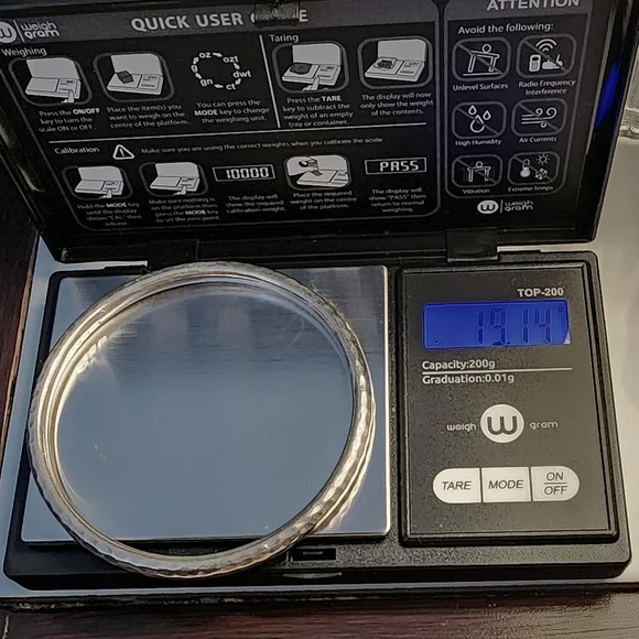 Sterling Silver Hammered Bangle Bracelet - Picture 2 of 3